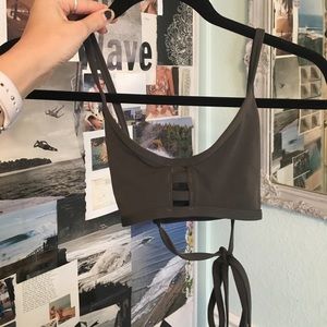 JOLYN bikini top in graphite — size L